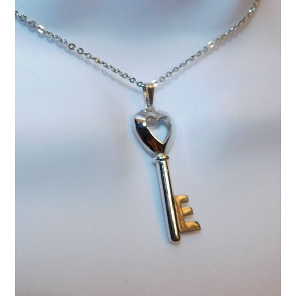 Accents By Hallmark Heart Key Silver tone Necklace - Picture 4 of 5